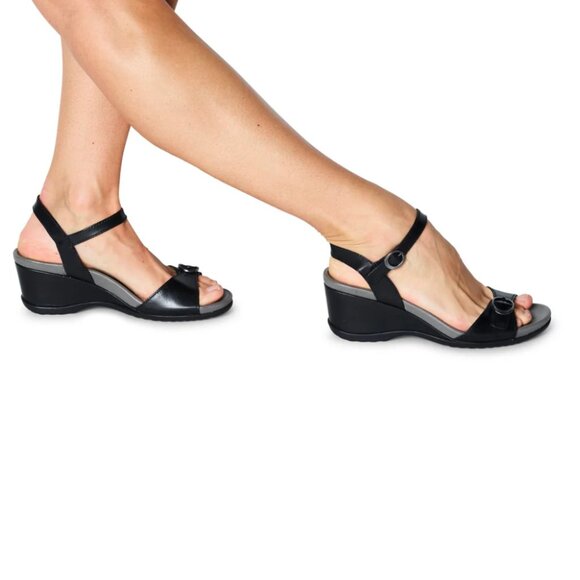 NEW Dansko Arielle Wedge Sandals - Leather For Women in black 253 - Picture 1 of 8
